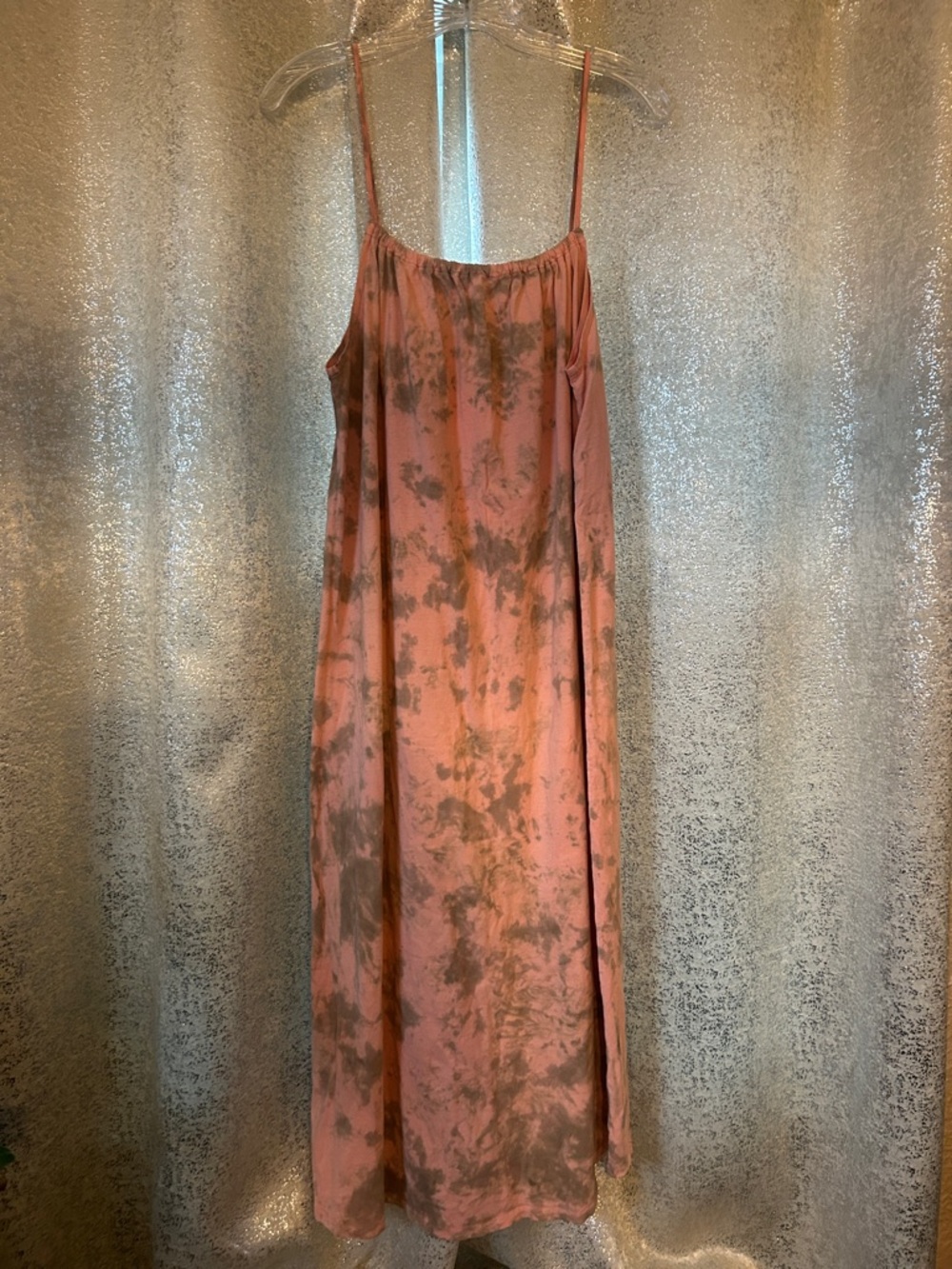 Zara - Tie-Dye Satin Slip Dress in Dusty Rose and Olive